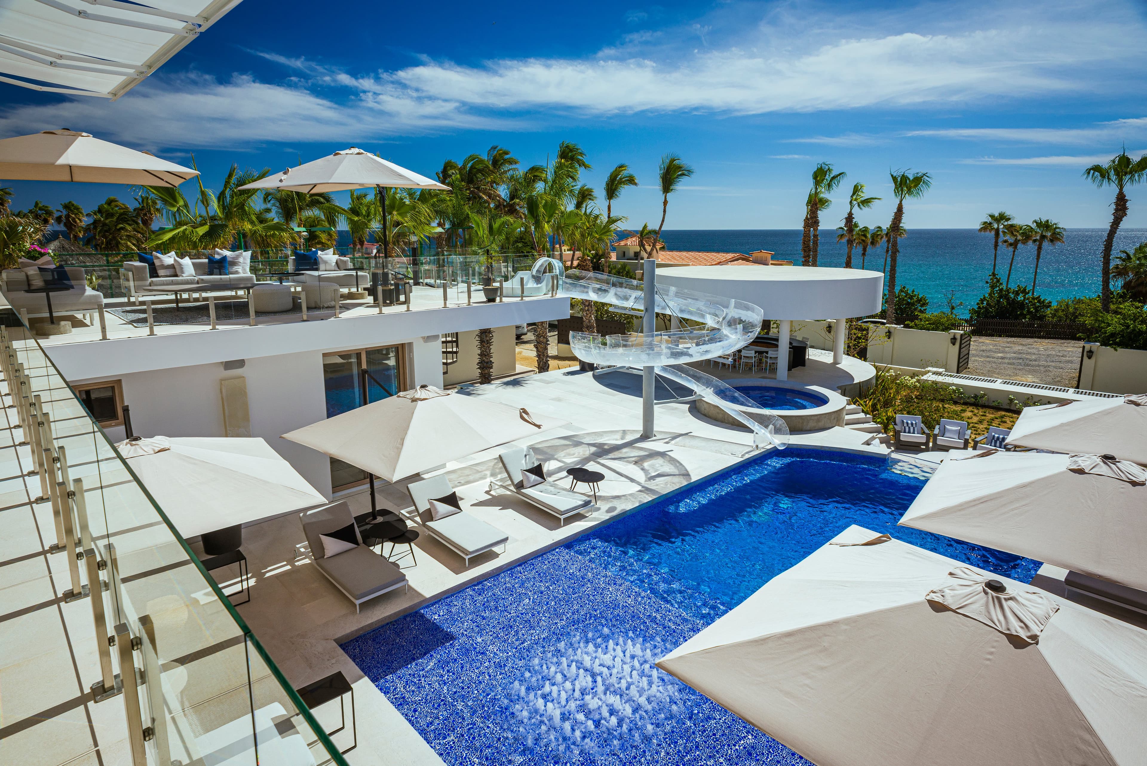 Luxury private Villa with Clear water slides and heated pool with Ocean view.